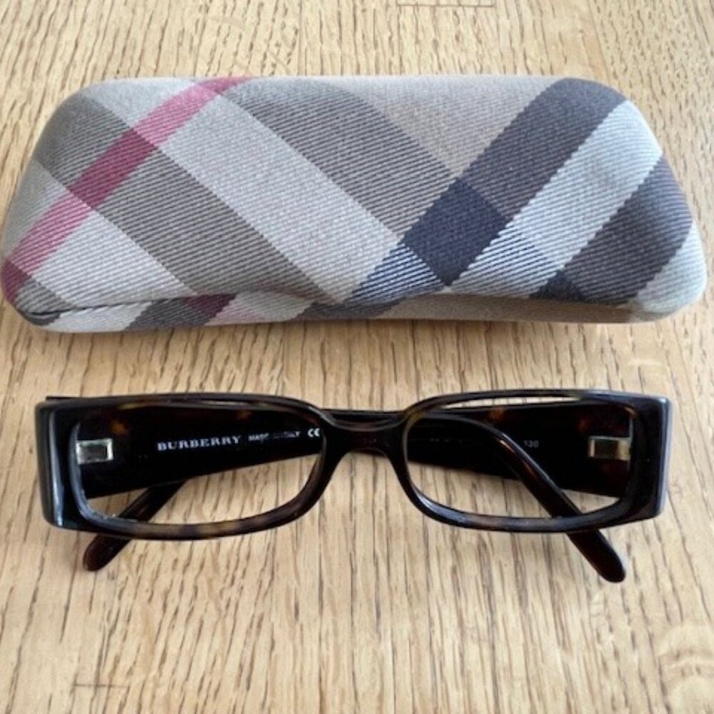 Vtg. BURBERRY WOMEN’S EYEGLASSES FRAME + CASE Havana Brown Tortoise